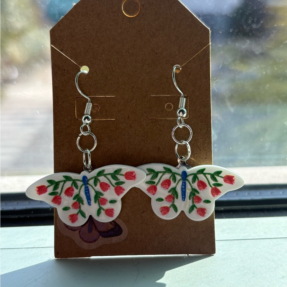 Handmade Floral Butterfly Earrings